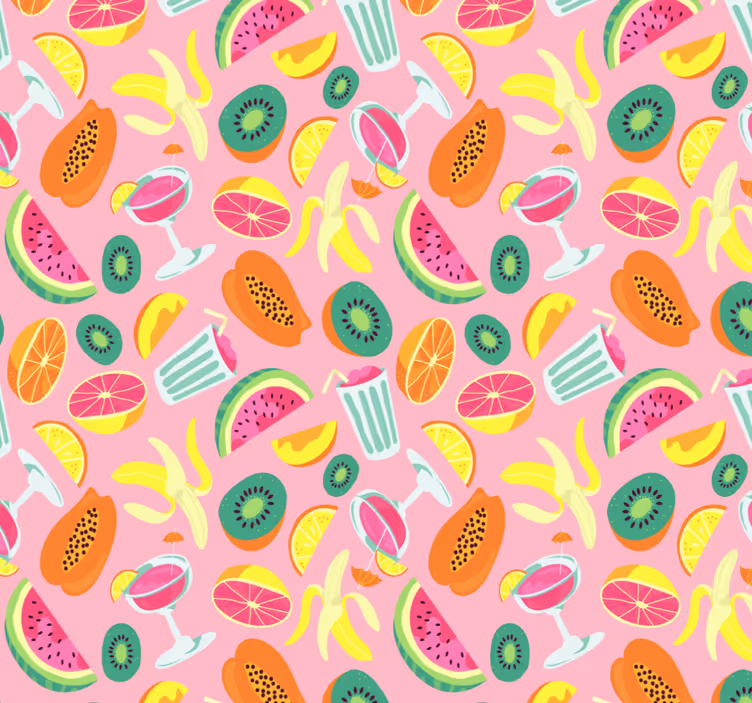 Cortina roller cocina patrón de frutas de colores - TenVinilo