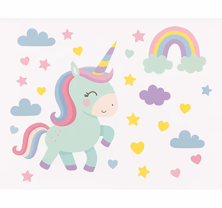 Cortina roller infantil diseño de unicornio colorido - TenVinilo