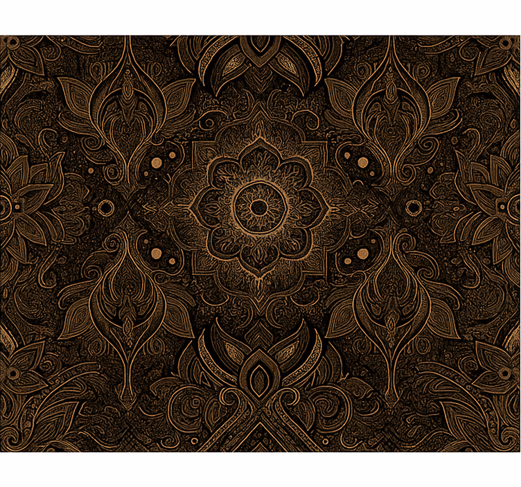 Cortina roller comedor mandala negro y dorado - TenVinilo