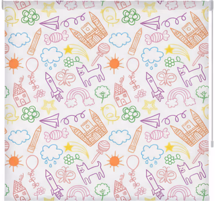 Cortina roller nórdico estampado de garabatos divertidos - TenVinilo