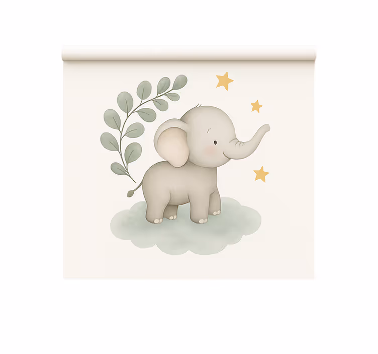 Cortina roller nórdico elefante bebé nube personalizable - TenVinilo