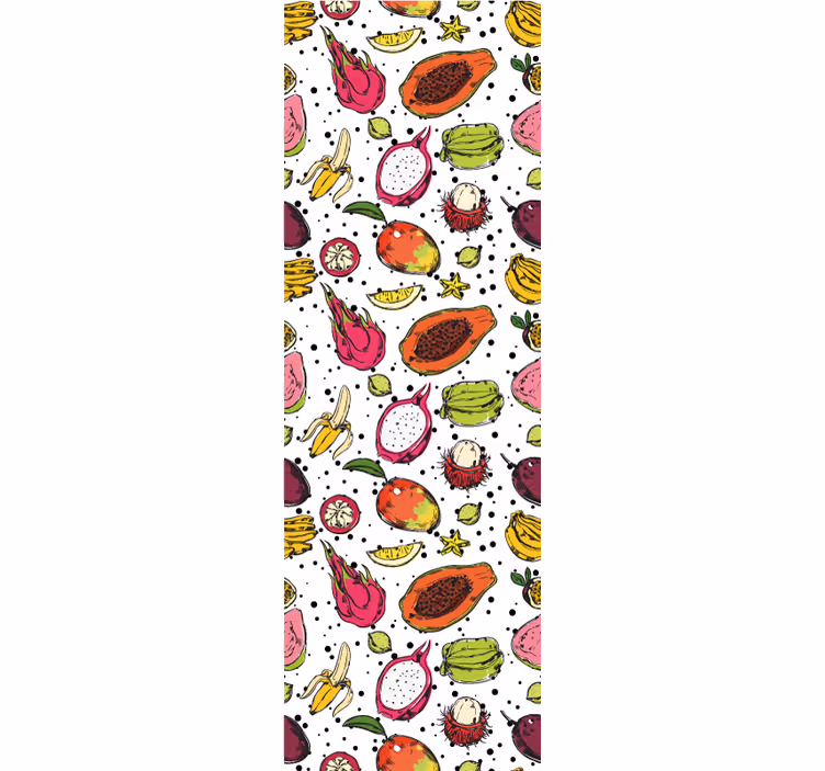 Cortina roller cocina dibujo de frutas exóticas - TenVinilo