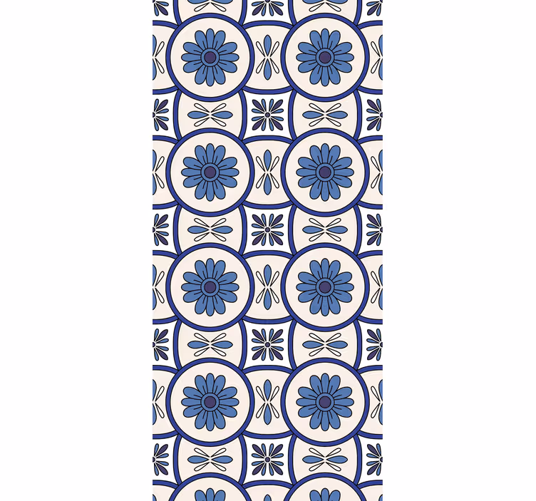 Cortina roller cocina azulejo portugués flor azul - TenVinilo