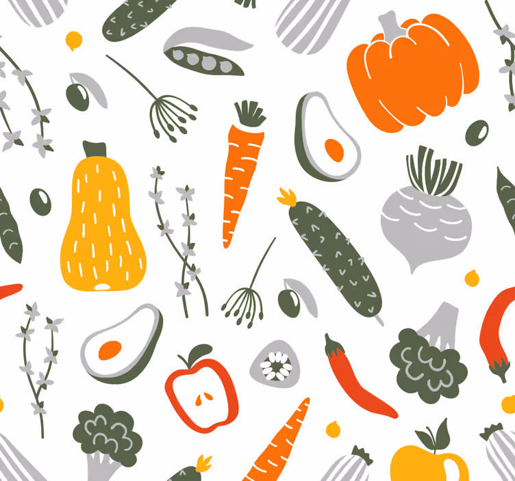Cortina roller cocina colección de frutas y verduras - TenVinilo