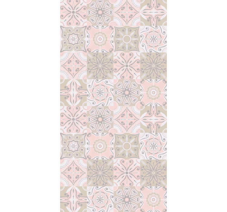 Cortina roller cocina azulejos rosas y grises - TenVinilo