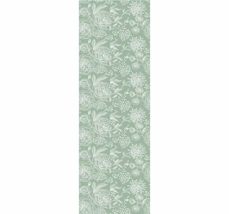 Cortina roller comedor estilo grandmillennial floral verde - TenVinilo