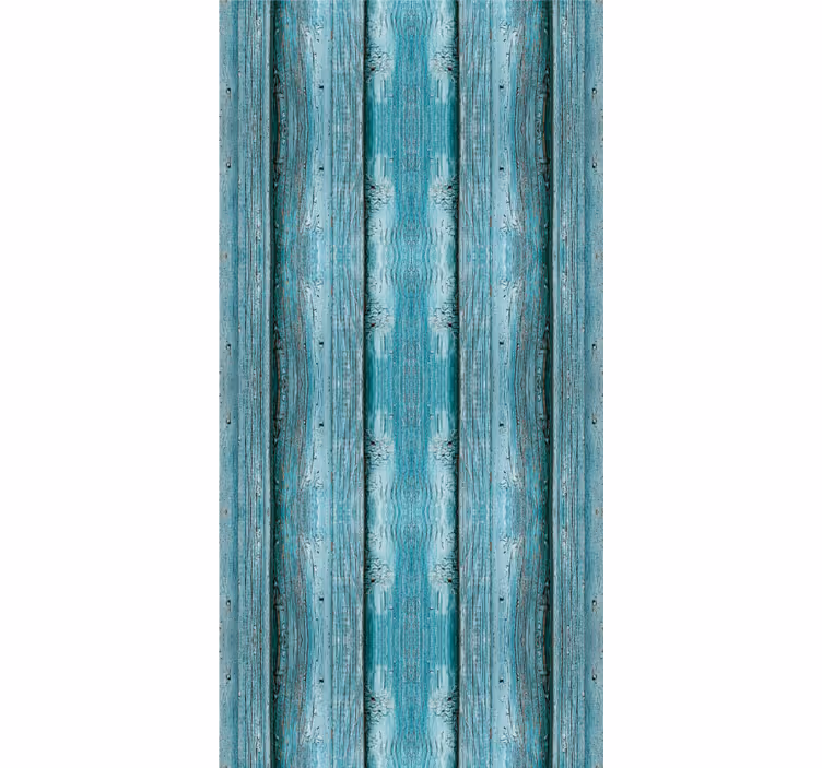 Cortina roller comedor efecto textura madera azul - TenVinilo