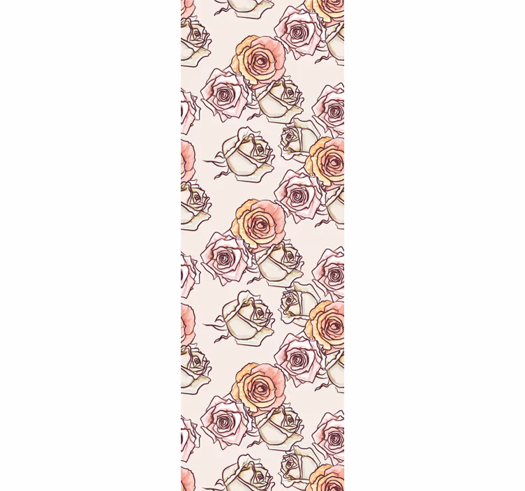 Cortina roller comedor patrón de rosas estilo inglés - TenVinilo