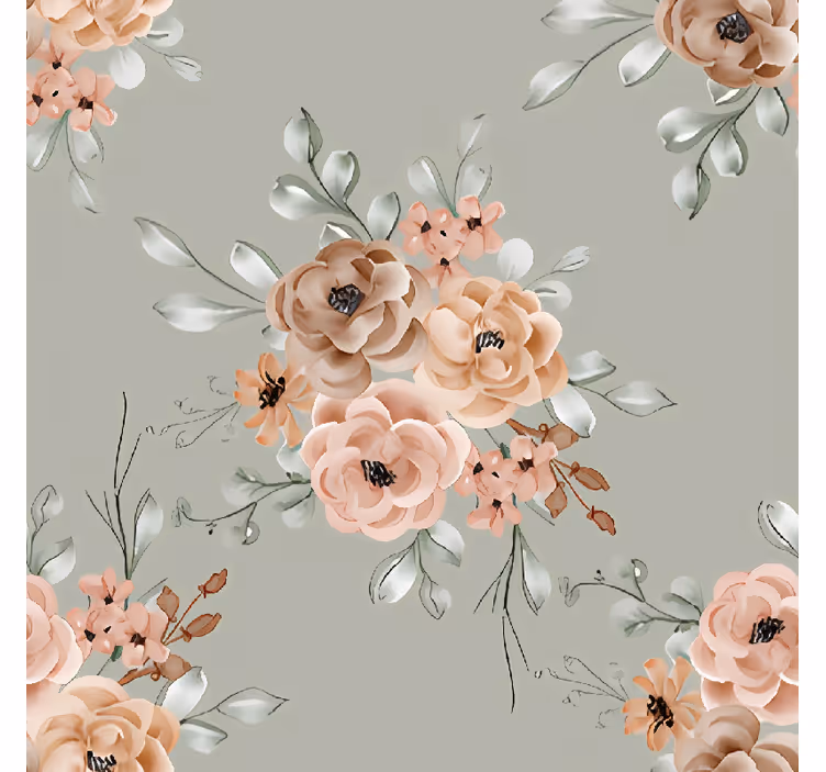 Cortina roller comedor rosas vintage sobre fondo menta - TenVinilo