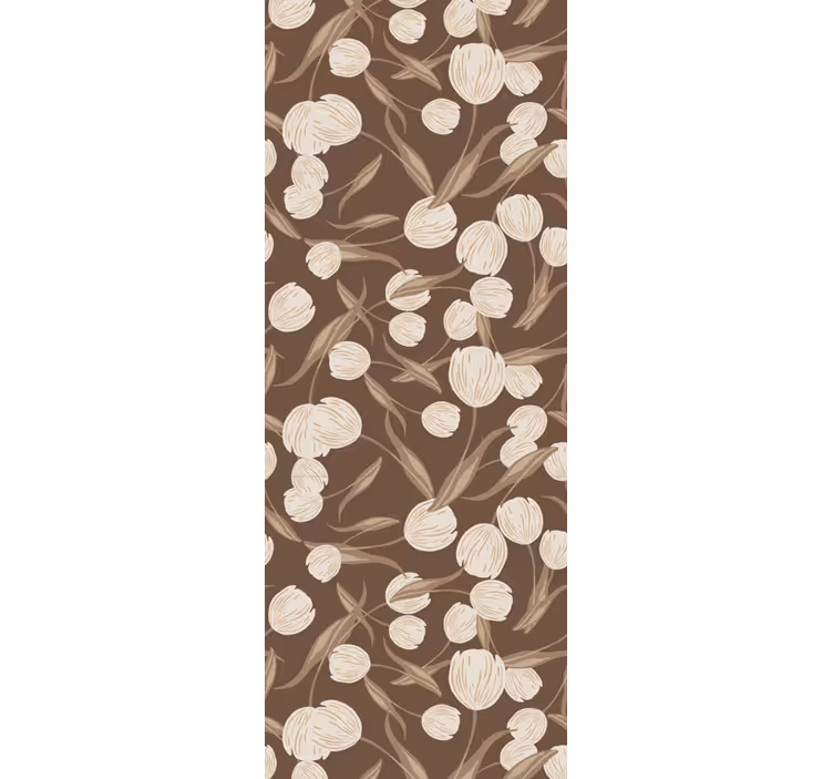 Cortina roller comedor patrón de tulipanes beige elegante - TenVinilo
