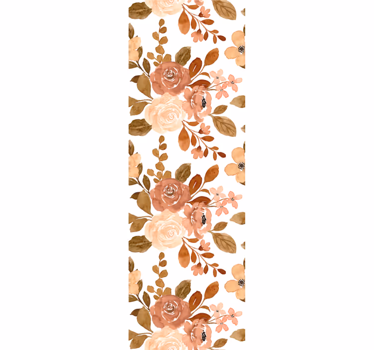 Cortina roller comedor flores pastel rosa elegante - TenVinilo