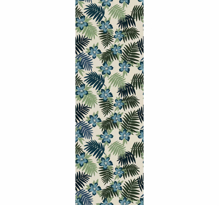 Cortina roller comedor selva tropical verde y azul - TenVinilo