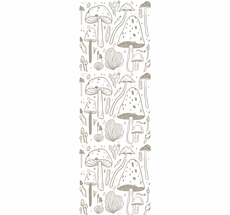 Cortina roller comedor patrón de setas beige - TenVinilo