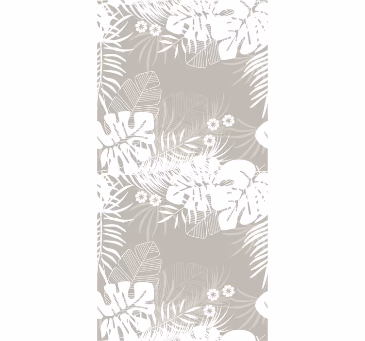 Cortina roller comedor hojas tropicales grises - TenVinilo