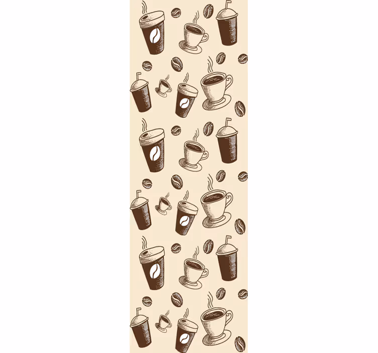 Cortina roller comedor diseño de tazas con granos de café - TenVinilo