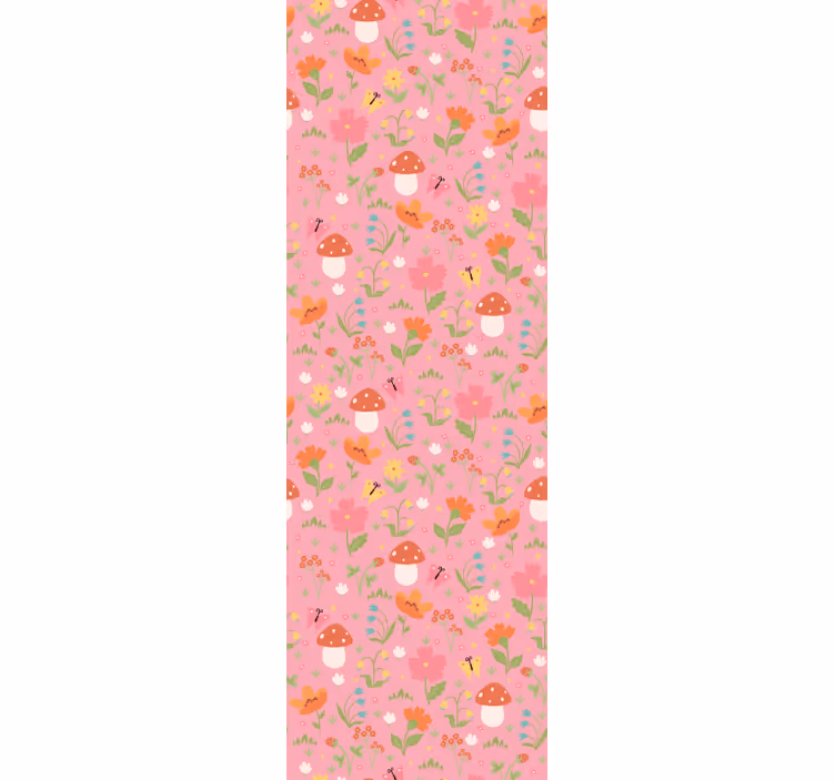 Cortina roller infantil con diseño de setas florales - TenVinilo