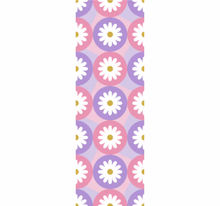 Cortina roller infantil patrón cuadrado flores rosas - TenVinilo