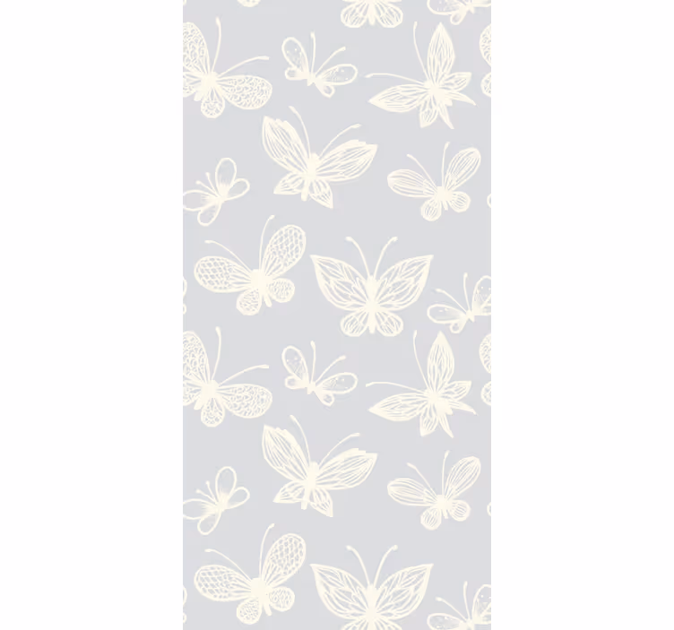 Cortina roller infantil patrón de mariposas gris y blanco - TenVinilo