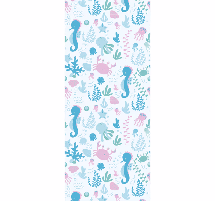 Cortina roller infantil pastel de animales y plantas marinas - TenVinilo