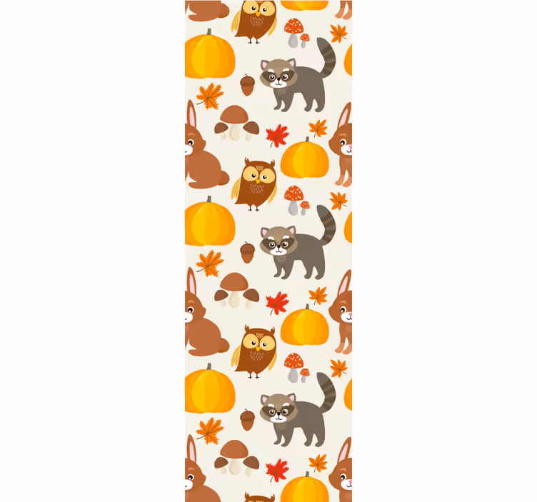 Cortina roller infantil animales del bosque en otoño - TenVinilo