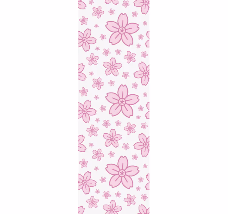 Cortina roller infantil flores rosas sobre fondo blanco - TenVinilo