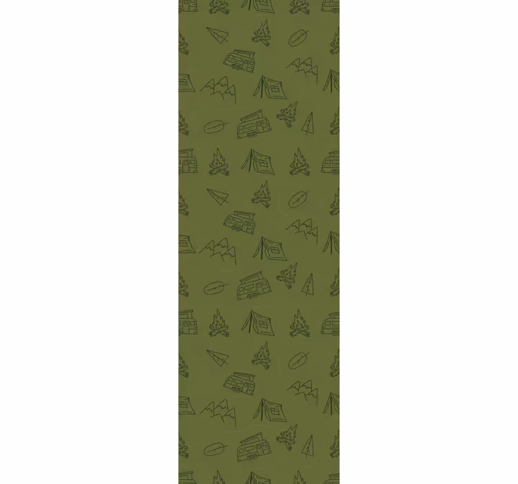 Cortina roller infantil montañas de camping en verde - TenVinilo
