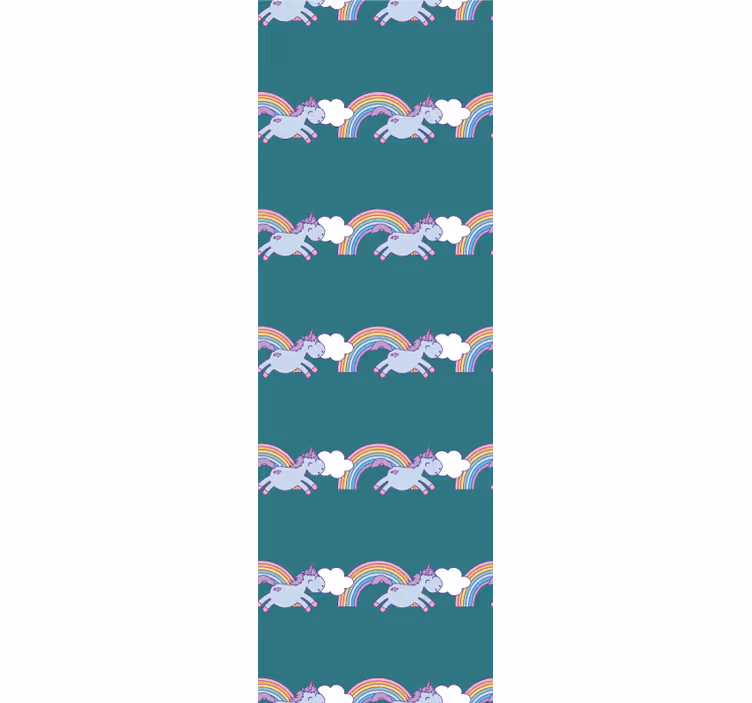 Cortina roller infantil fondo turquesa con unicornios - TenVinilo