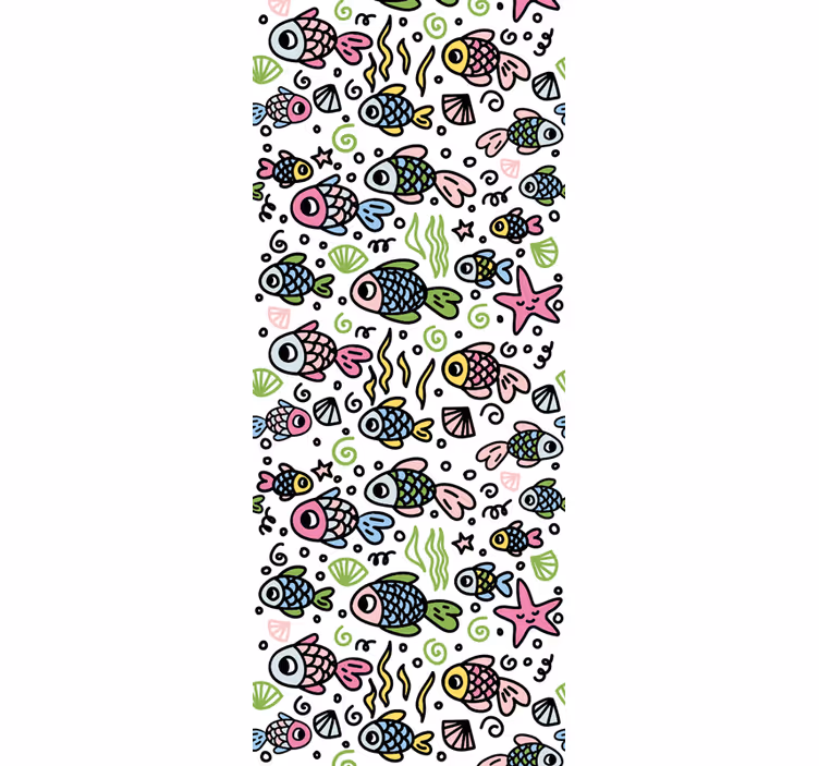 Cortina roller infantil patrón de peces multicolor - TenVinilo