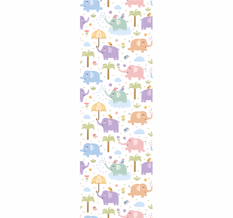 Cortina roller infantil con lindo estampado de elefantes - TenVinilo