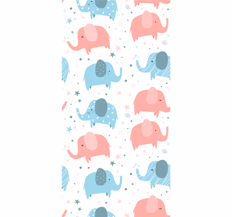 Cortina roller infantil elefante rosa y azul - TenVinilo