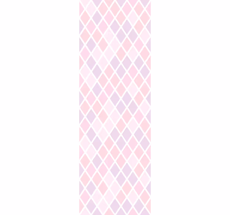 Cortina roller infantil diseño de rombos rosa y blanco - TenVinilo