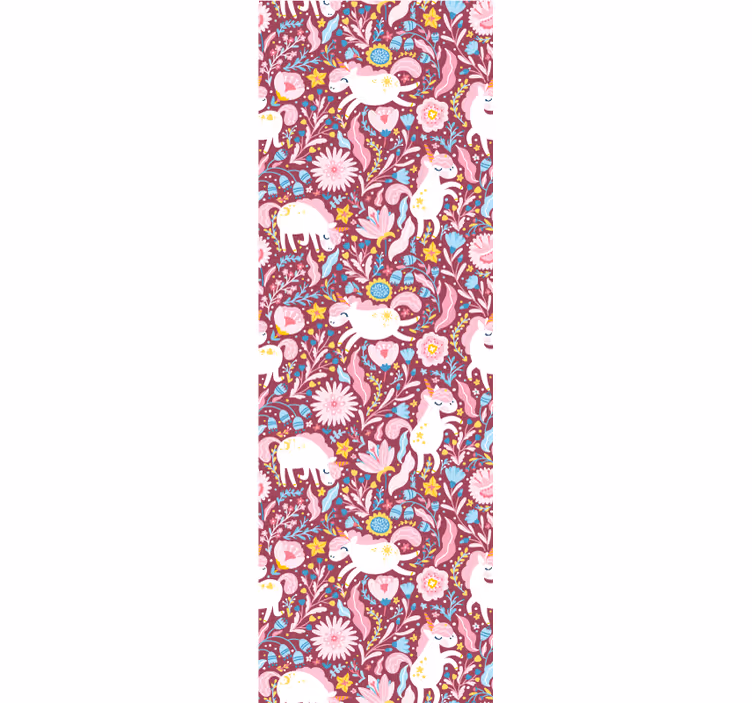 Cortina roller infantil diseño de patrón de unicornio - TenVinilo