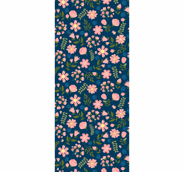Cortina roller oficina estampado de flores azul - TenVinilo