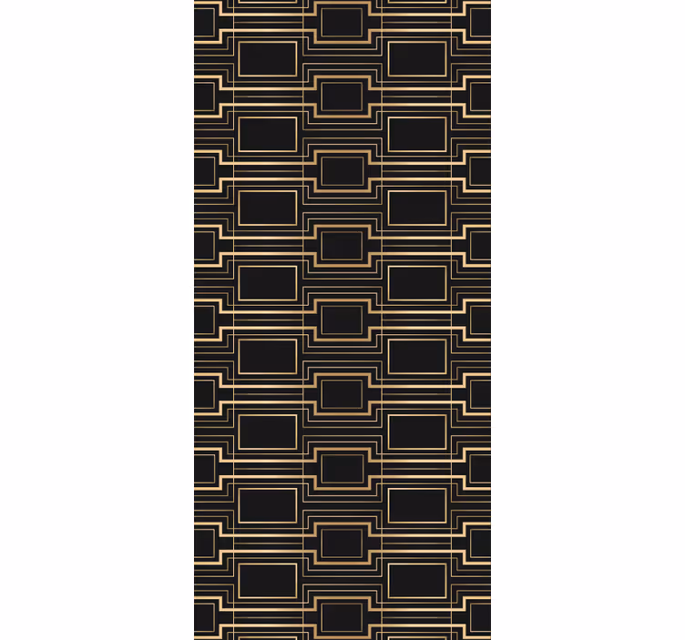 Cortina roller oficina patrón decorativo marcos dorados - TenVinilo