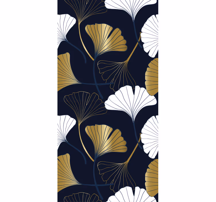 Cortina roller moderno hojas de ginkgo en relieve - TenVinilo