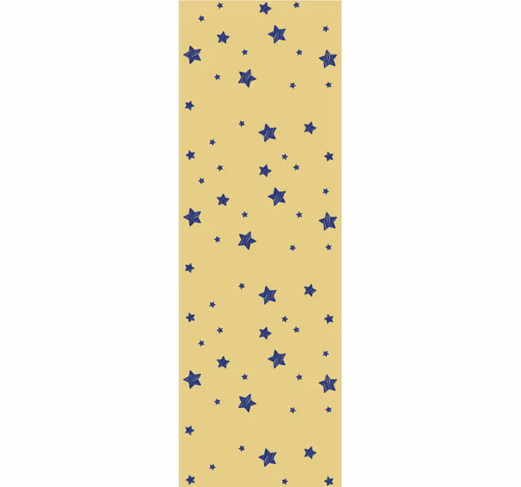 Cortina roller moderno estrellas azules fondo amarillo - TenVinilo