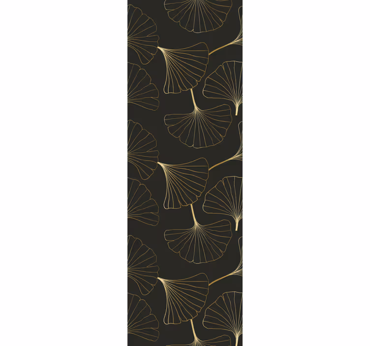 Cortina roller moderno hojas de ginkgo charcoal gold - TenVinilo