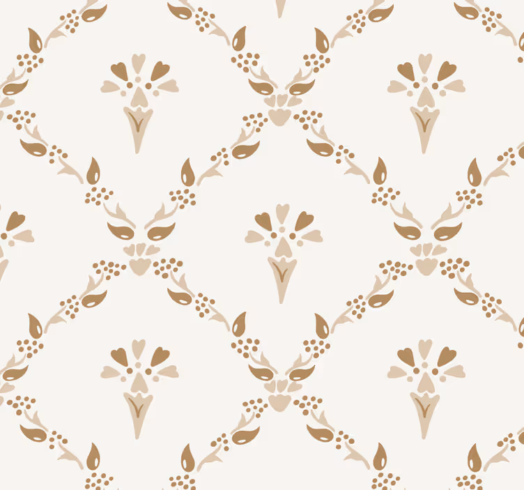 Cortina roller beige con patrón floral hexagonal - TenVinilo