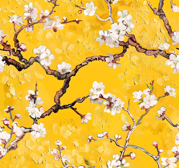 Cortina roller amarilla patrón floral de primavera - TenVinilo