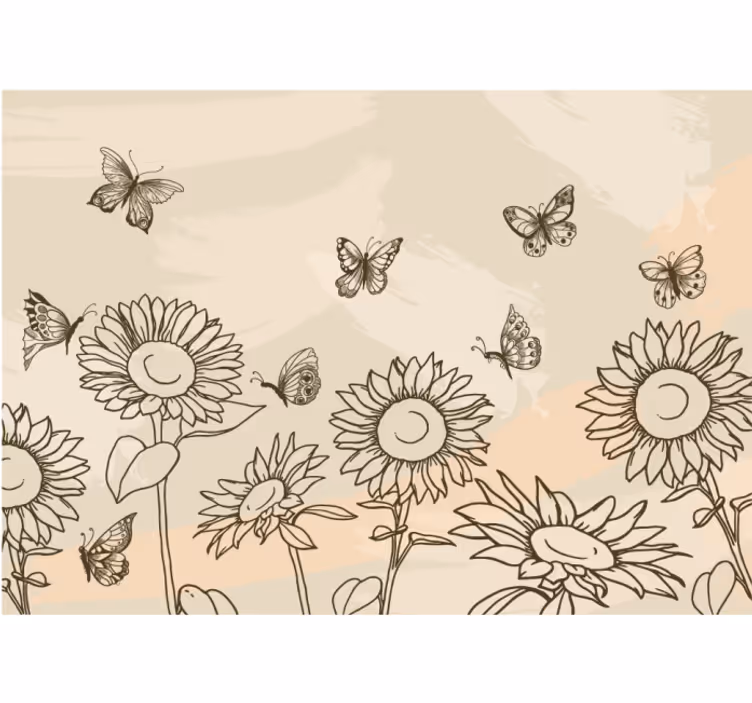 Cortina roller cocina girasoles y mariposas beige - TenVinilo