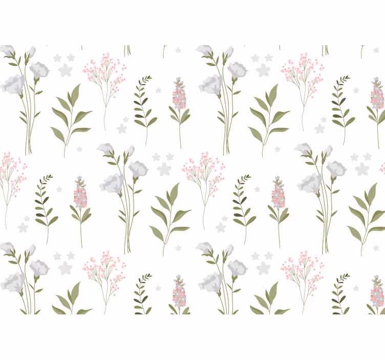 Cortina roller blanca con patrón minimalista de flores - TenVinilo