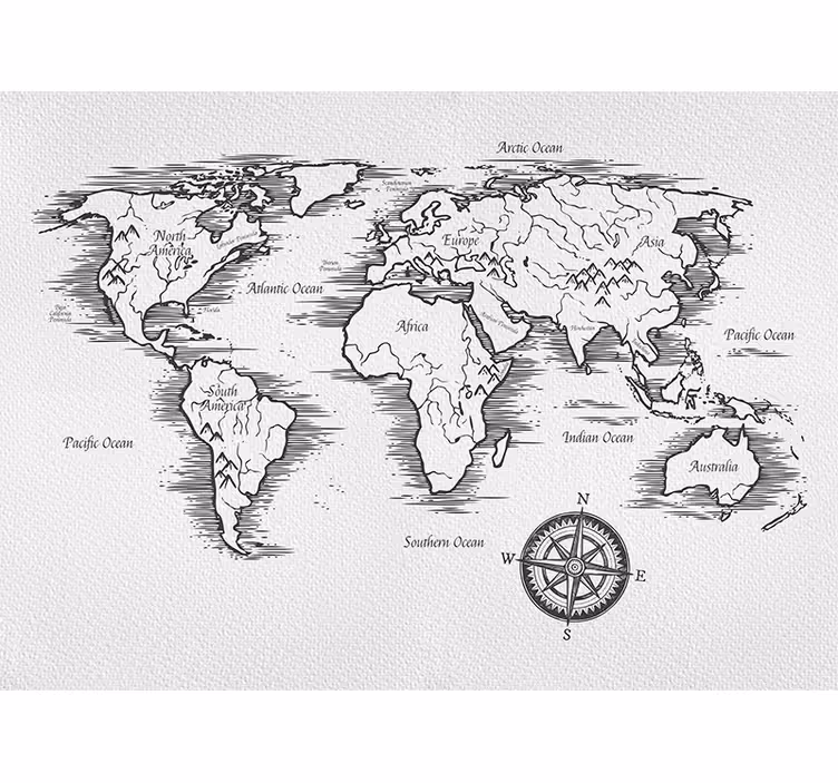 Cortina roller blanca mapa mundial elegante - TenVinilo