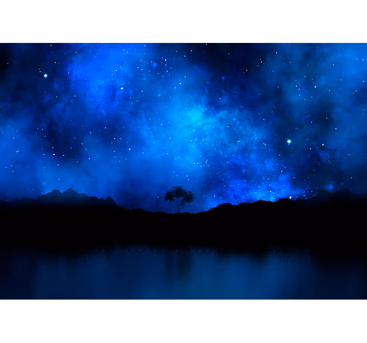 Cortina roller azul escena de nebulosa estelar - TenVinilo