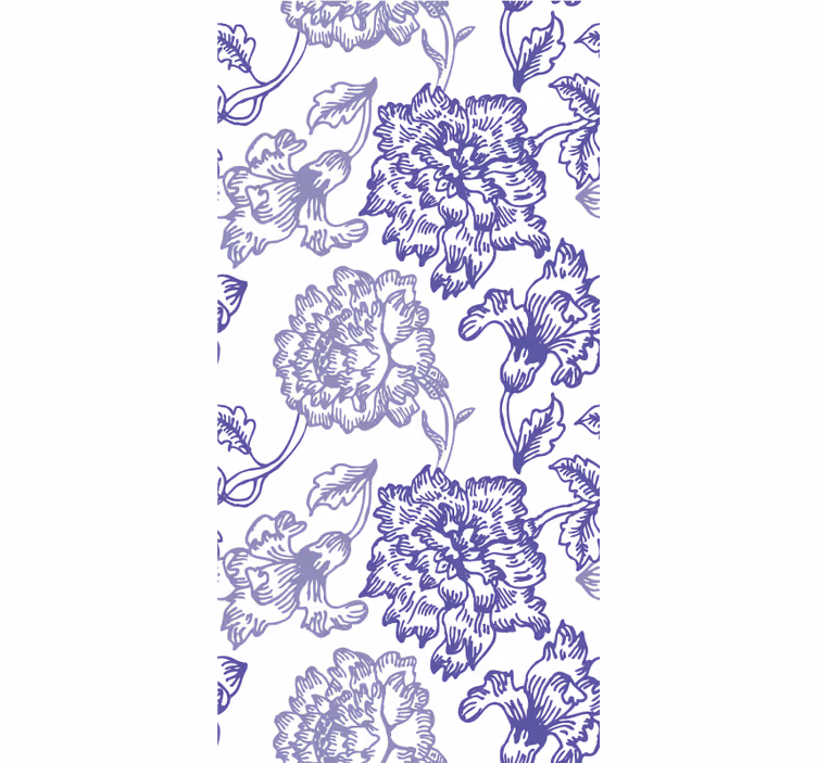 Cortina roller azul con patrones florales elegantes - TenVinilo