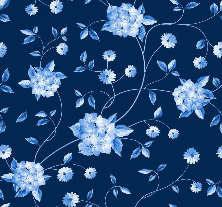 Cortina roller azul tallos de flores - TenVinilo