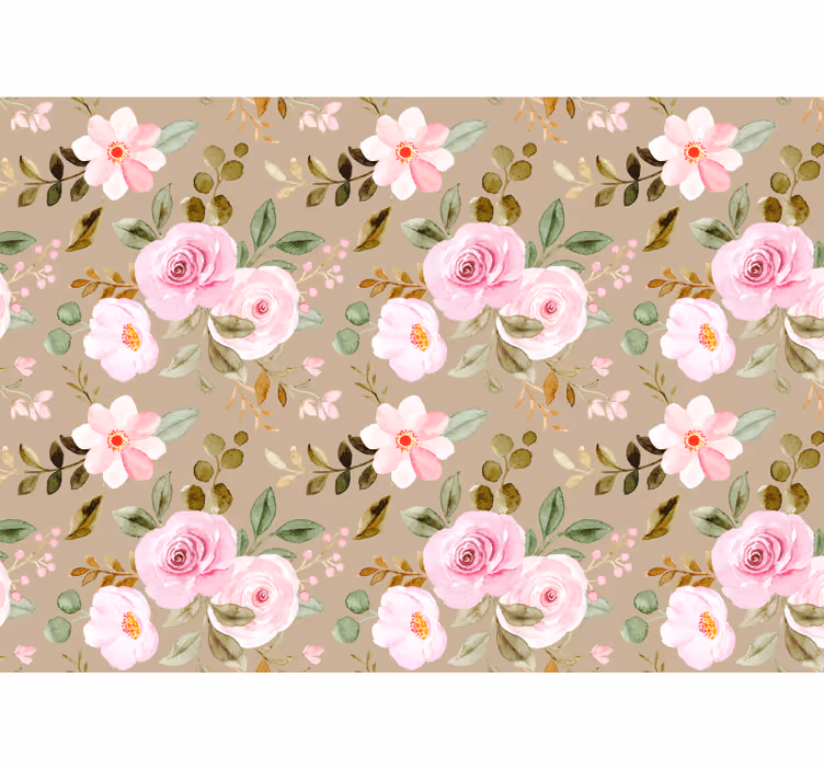 Cortina roller living comedor textura de rosas beige vintage - TenVinilo