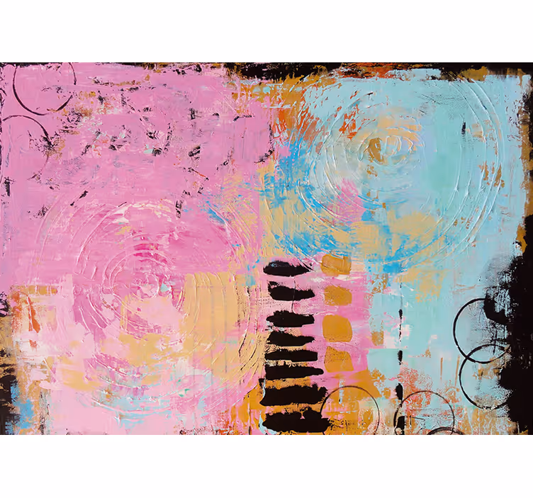 Cortina roller living comedor pintura abstracta original - TenVinilo