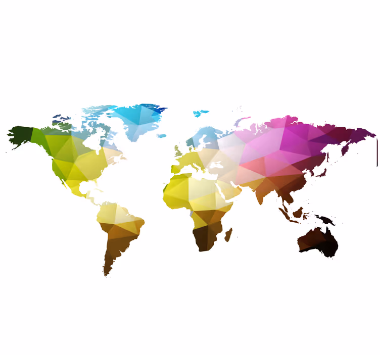 Cortina roller living comedor mapa mundial triángulo - TenVinilo