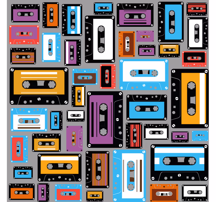 Cortina roller living comedor diseño cassette retro 80s - TenVinilo