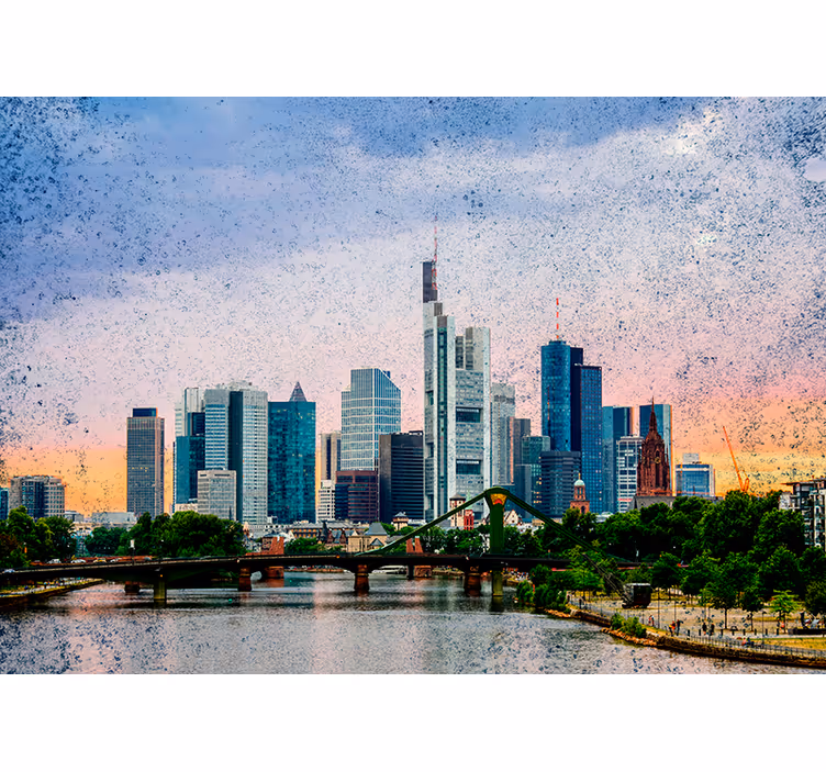 Cortina roller living comedor frankfurt skyline - TenVinilo